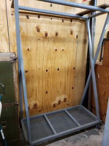 lot 1257 image: LARGE METAL WAREHOUSE CART ON CASTERS IN STYLE SHOWN.