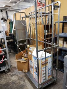 lot 1264 image: WAREHOUSE CART ON CASTERS WITH 750LBS CAPACITY IN STYLE SHOWN. CONTENTS NOT INCLUDED