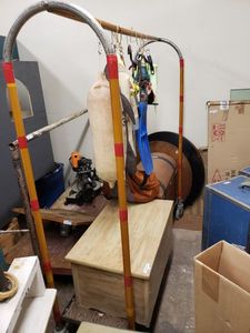 lot 1267 image: WAREHOUSE CLOTHES RACK STYLE CART ON CASTERS IN STYLE SHOWN. CONTENTS NOT INCLUDED (DELAYED PICK UP BETWEEN 200 PM AND 400 PM)