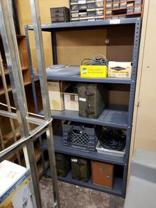 lot 1275 image: METAL WAREHOUSE SHELF UNIT AS SHOWN. CONTENTS NOT INCLUDED (DELAYED PICK UP BETWEEN 200 PM AND 400 PM)