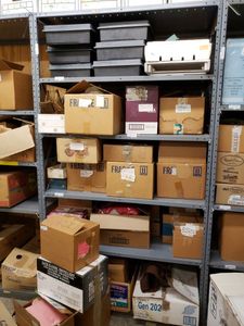 lot 1319 image: METAL SHELVING UNIT AS SHOWN. CONTENTS NOT INCLUDED (DELAYED PICK UP BETWEEN 200 PM AND 400 PM)