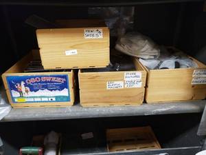 lot 1364 image: LOT OF 4 WOOD CRATES WITH CONTENTS AS SHOWN.