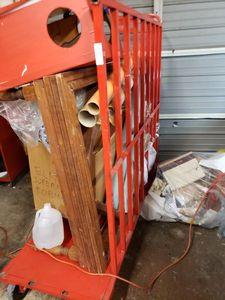 lot 1443 image: WAREHOUSE CART ON CASTERS IN STYLE SHOWN. CONTENTS NOT INCLUDED (DELAYED PICK UP BETWEEN 200 PM AND 400 PM)