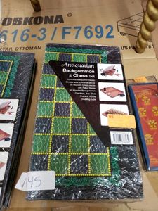lot 1445 image: BACKGAMMON  CHESS SETS AND MORE AS SHOWN.