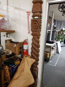 lot 1373 image: LOT OF 2 ANTIQUE CARVED WOOD MANTLE SIDES AS SHOWN.