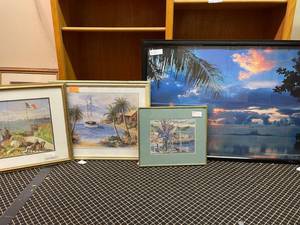 lot 1410 image: LOT OF 4 FRAMED PRINTS AS SHOWN.