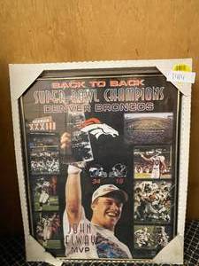 lot 1414 image: DENVER BRONCOS SUPER BOWL CHAMPS FRAMED POSTER AS SHOWN.