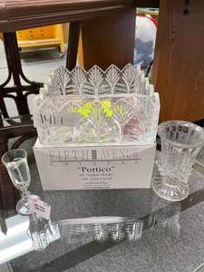 lot 1419 image: FIFTH AVENUE CRYSTAL NAPKIN HOLDER AND MORE AS SHOWN.