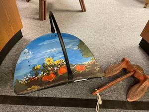 lot 1428 image: HANDPAINTED SCALE-STYLE BASKET AND ANCHOR AS SHOWN.