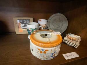 lot 1430 image: 3PC CERAMIC CANDLE VOTIVE, CUPS AND MORE AS SHOWN.