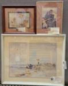 lot 1486 image: LOT OF 3 FRAMED PRINTS AS SHOWN.