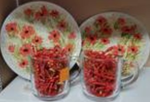 lot 1495 image: FITZ & FLOYD PLATES PLUS CUPS AS SHOWN.