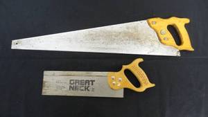 lot 43 image: Lot of 2 Hand Saws - Vermont American 26 and Great Neck 12 Miter Back Saw