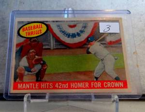 lot 3 image: WOW 1959 TOPPS #461 MICKEY MANTLE BASEBALL THRILLS, NEW YORK YANKEES, HOF