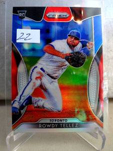 lot 22 image: Rowdy Tellez - 2019 Panini Prizm -  Red White & Blue Rookie Refractor Card