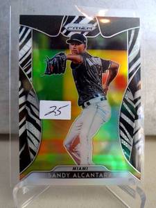 lot 25 image: RARE (ONLY 99) - 2019 Panini Prizm Tier II Zebra 99 Sandy Alcantara #112