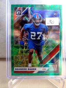 lot 30 image: 2019 Panini Optic Deandre Baker Rookie Green Velocity Prizm Refractor #114