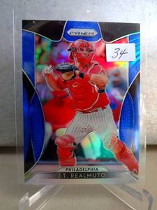 lot 34 image: 2019 Panini Prizm JT Realmuto Philadelphia Phillies Blue Prizm Baseball Card #89
