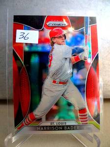 lot 36 image: 2019 Panini Prizm Red Prizm #143 HARRISON BADER Tier II Cardinals