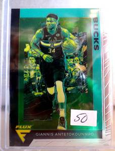 lot 50 image: 2019-20 Panini Chronicles Green #598 Giannis AntetokounmpoFlux SP 