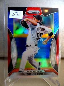 lot 53 image: 2019 Panini Prizm Tier III Red White & Blue Tim Lincecum #297