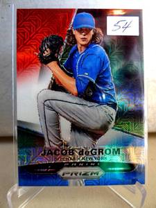 lot 54 image: 2015 Panini Prizm Red  White  Blue Mojo Refractor JACOB DEGROM #78 Mint
