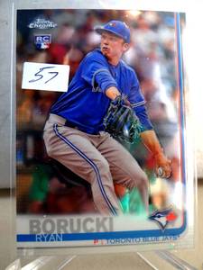 lot 57 image: 2019 Topps Chrome - #187 - Ryan Borucki - RC ROOKIE - Toronto Blue Jays