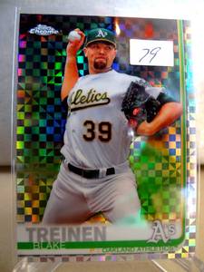 lot 79 image: 2019 Topps Chrome X-Fractor Refractor #144 Blake Treinen Oakland As