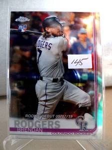 lot 145 image: ROOKIE - 2019 Topps Chrome Update Brendon Rodgers Rookie Debut  #63