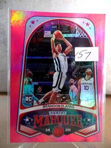 lot 157 image: HOT ROOKIE - Brandon Clarke 2019-20 Panini Chronicles Pink Marquee Rookie Card Grizzlies #238
