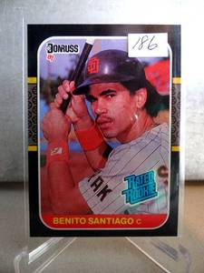 lot 186 image: ROOKIE - 1987 Donruss Benito Benny Santiago Rated Rookie #31 San Diego Padres