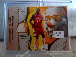 lot 188 image: RARE - (ONLY 100) 2001-02 Flair Hot Numbers Atlanta Hawks Basketball Card #17 Jason Terry Jsy 10100 $$$20