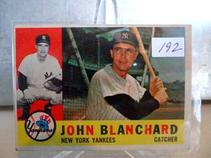 lot 192 image: VINTAGE 1960 Topps Baseball Card - John Blanchard #283