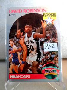 lot 202 image: $$$ ROOKIE $$$ B- 1990 NBA Hoops David Robinson rookie of the year rookie card 270 rare PSA 10