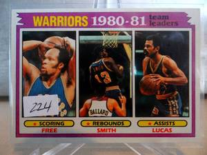 lot 224 image: 1981-82 TOPPS Basketball GOLDEN STATE WARRIORS TEAM LEADERS #51