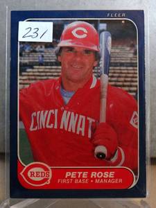 lot 231 image: 1986 Fleer Pete Rose Cincinnati Reds #191