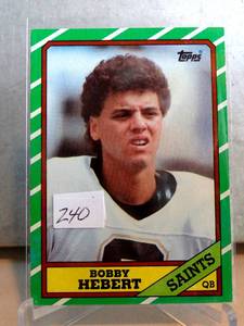 lot 240 image: ROOKIE - Vintage NFL 1986 Topps #339 BOBBY HEBERT RC NO Saints Falcons QB RARE NrMtMt