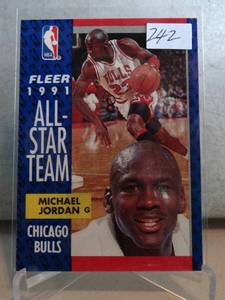 lot 242 image: MICHAEL JORDAN 1991 FLEER ALL-STAR GAME BASKETBALL CARD # 238