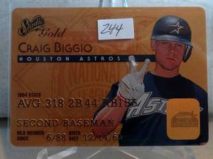 lot 244 image: 1995 Donruss Studio Gold #50 Craig Biggio card, Houston Astros