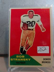 lot 252 image: ROOKIE $$$ - 1960 Fleer Football Card Bob Stransky ROOKIE # 10 Denver Brocos EXNM