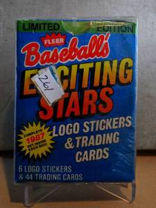 lot 261 image: FACTORY SEALED - 1987 Fleer Exciting Stars Factory Sealed Complete Baseball 44 Card Set