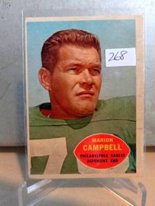 lot 268 image: VINTAGE 1960 Topps Football # 90 Marion Campbell (EX-MT) - PHILADELPHIA EAGLES