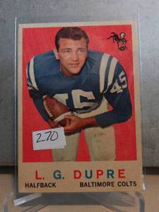 lot 270 image: VINTAGE 1959 Topps Football # 163A L.G. DuPre (EX) WELL CENTERED