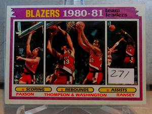 lot 271 image: 1981 TOPPS 61 BLAZERS TEAM LDRS. PAXSONTHMPSNWASHRANSEY