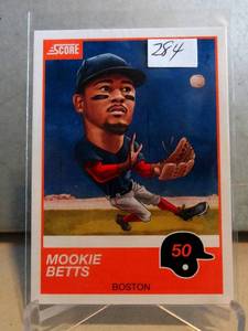 lot 284 image: 2019 Panini Chronicles Score #8 Mookie Betts Red Sox