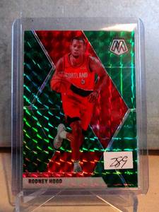 lot 289 image: 2019-20 Panini Mosaic Green Prizm Rodney Hood Portland Trail Blazers #35