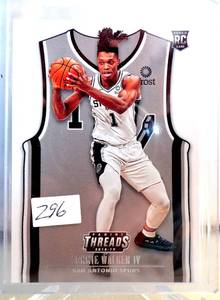 lot 296 image: ROOKIE - 2018 Panini Threads #209 Lonnie Walker IV RC San Antonio Spurs