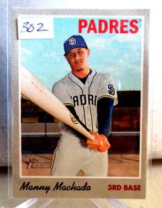 lot 302 image: 2020 Topps Heritage Baseball 308 Manny Machado CANVAS - San Diego Padres
