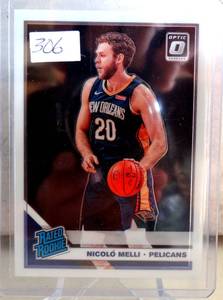 lot 306 image: 2019-20 DONRUSS OPTIC NICOLO MELLI RATED ROOKIE RC #163 PELICANS