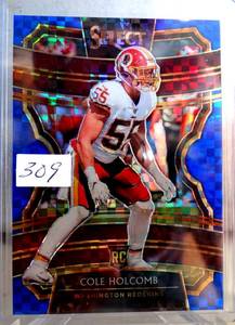 lot 309 image: ONLY 175 IN WORLD - 2019 Panini Select Concourse Blue Prizm 175 Cole Holcomb #63 Rookie